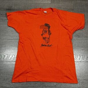 Vintage 80s KU Med Jayhawk Screen Stars T-Shirt XL Red Made in USA‎